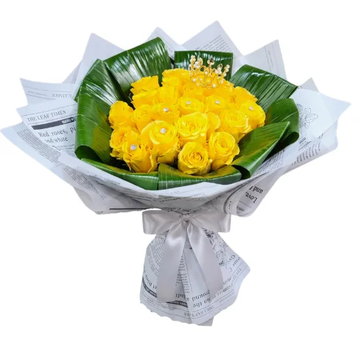 Ramo de 24 rosas amarillas importadas con papel coreano 